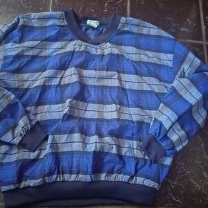 Vtg Winner Mate Golf Collection Blue and Gray Plaid Men's Windbreaker Pullover L